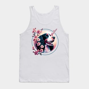 Joyful Irish Water Spaniel Amidst Spring Cherry Blossoms Tank Top